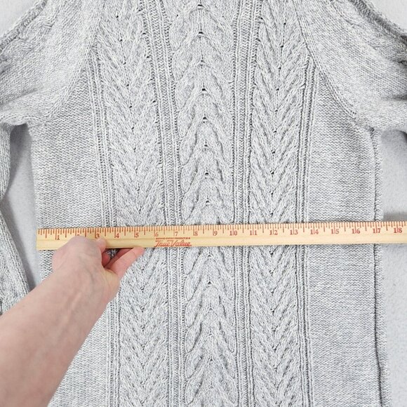 Ann Taylor LOFT Dress Womens Large Gray Cable Knit Cold Shoulder Sweater Knit - Picture 4 of 10